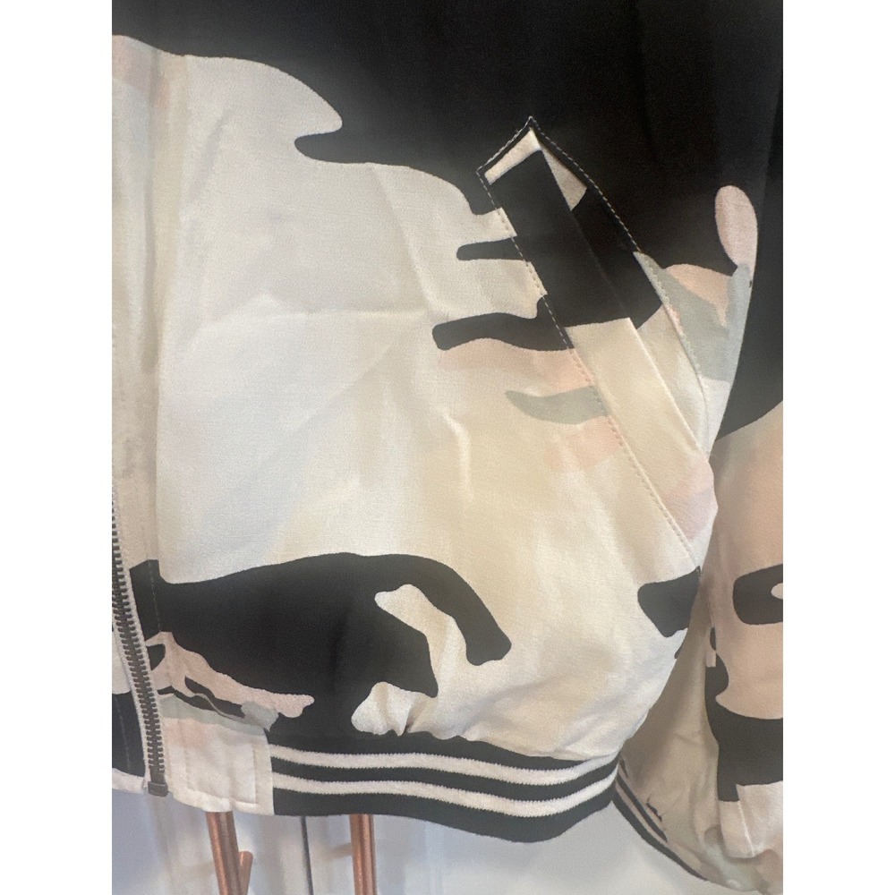 Sanctuary anthro Womens Camo Bomber Jacket Black Pink Grey White Zip S casual - Picture 4 of 9